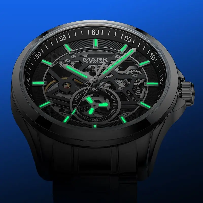 FAIRWHALE 6011 Automatic Movement Men Watch Tourbillon Hollow Dial Stainless Steel Waterproof Mechanical Watch Man
