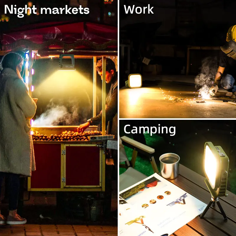 Solar Camping Lantern 1300LM 50W Power IP65 Waterproof Outdoor Rechargeable Portable Flashlight Spotlight Floodlight