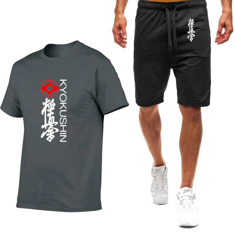 Kyokushin Karate Printing Fashion 2023 New Men's Summer Nine-color Short-sleeved High-quality Casual T-shirt Pants 2-piece Set