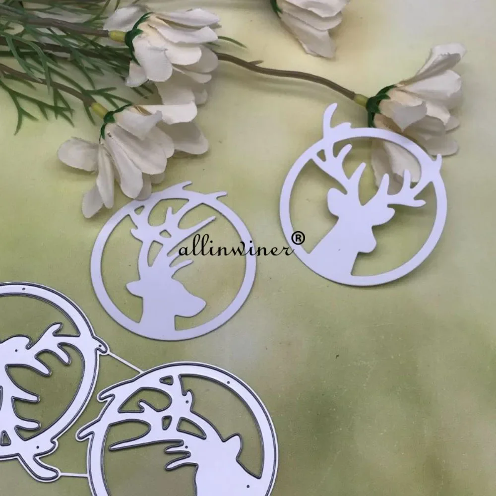 

Рождественский олень, круглая рамка, металлические штампы для рукоделия, скрапбукинг, альбом, бумага, фотография, тиснение, высечки