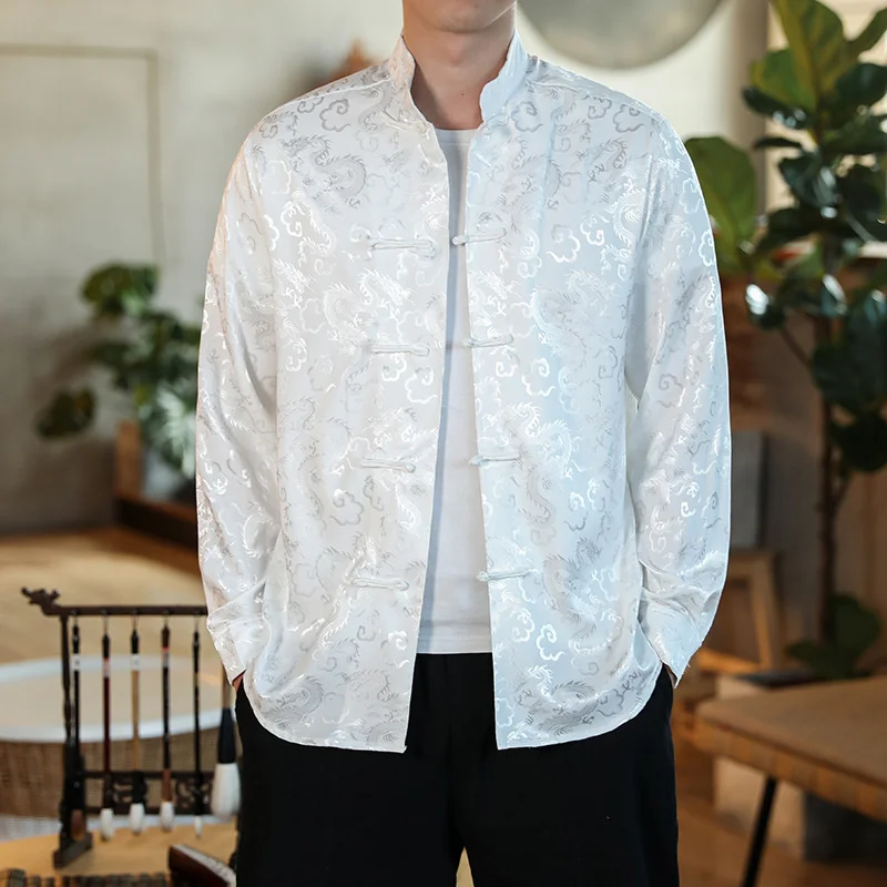 Men's Modern Fashion Style Asian Tang Suit Dragon Shirt Kung Fu Coat Chinese Traditional Clothing Hanfu