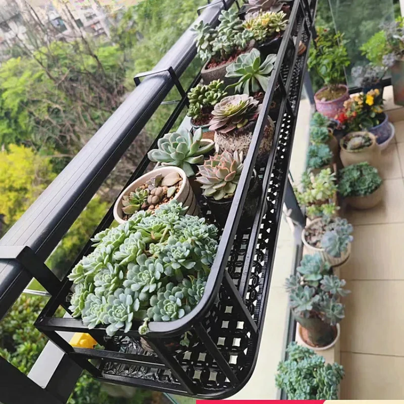 Iron Balcony Rail Planter Flower Pot Holder Garden Organizer Flower Stand