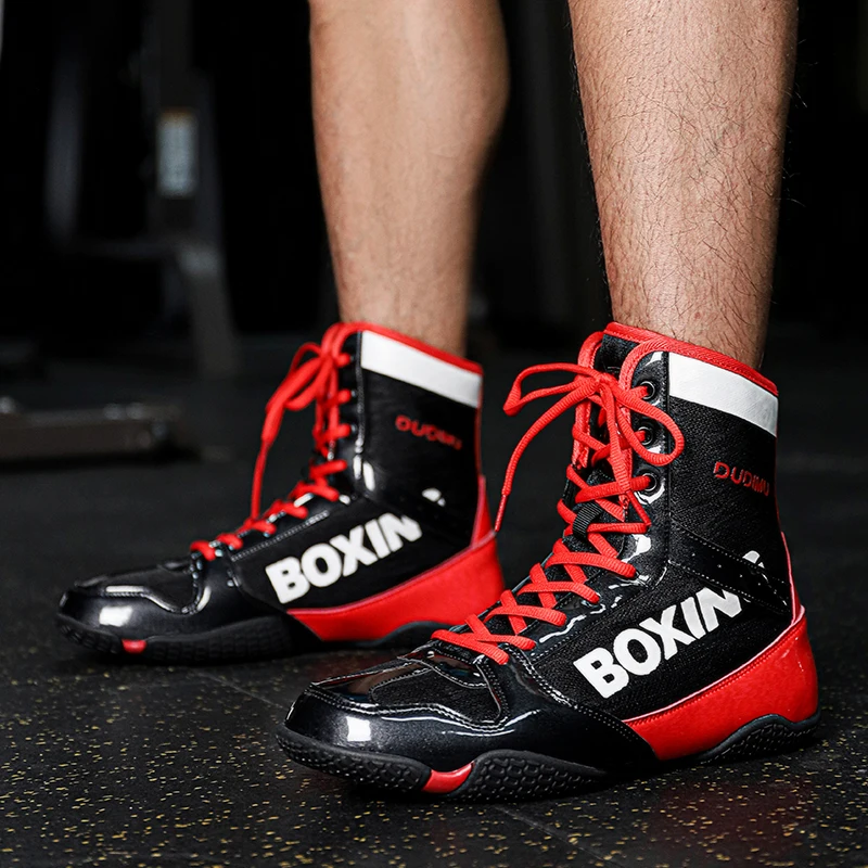 Luxury Brand Boxing Shoes Mens Lace Up Mens Powerlifting Shoes Wrestling Womens Wrestling Non-Slip Fitness Shoe