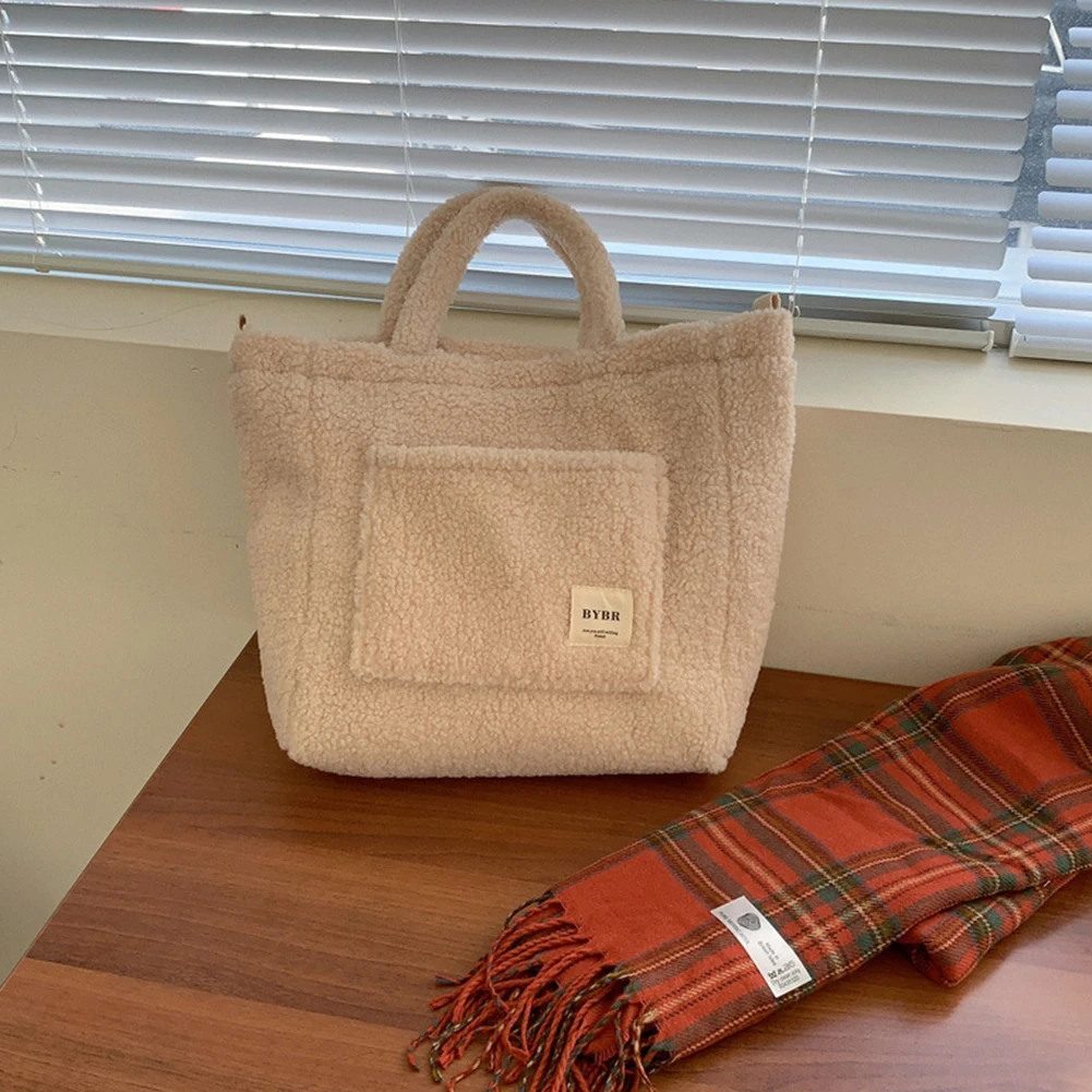 Winter Messenger Handbag Soft Plush Fleece Shoulder Bag Large Capacity Tote Shopping Bag Lamb Down Travel Street Ladies Hand Bag