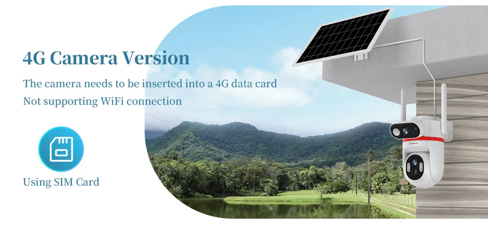 4G LTE Solar Cameras 8MP Outdoor Surveillance Cameras Dual Screens Dual PIR Dete