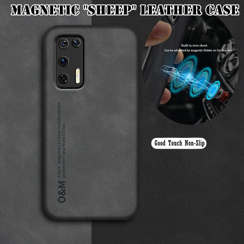 Étui de téléphone en cuir magnétique de luxe pour Huawei P30 P40 Lite P50 P60 Mate 20 30 40 50 Pro Y8p Y9S couverture souple en fer à aimant intégré_voghion.com