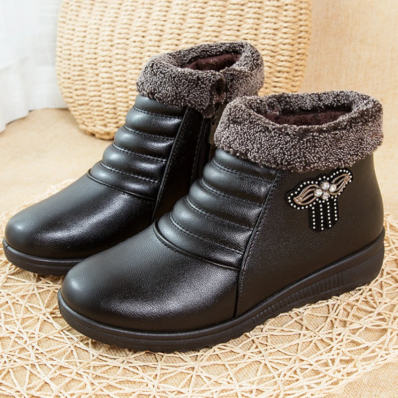 

сапоги женские туфли женские на Женские теплые зимние ботинки, Зимние удобные хлопковые ботинки для мамы, мягкая подошва, Нескользящие, ботинки с боковой молнией, короткие ботинки на толстой подошве, Botas De Nieve