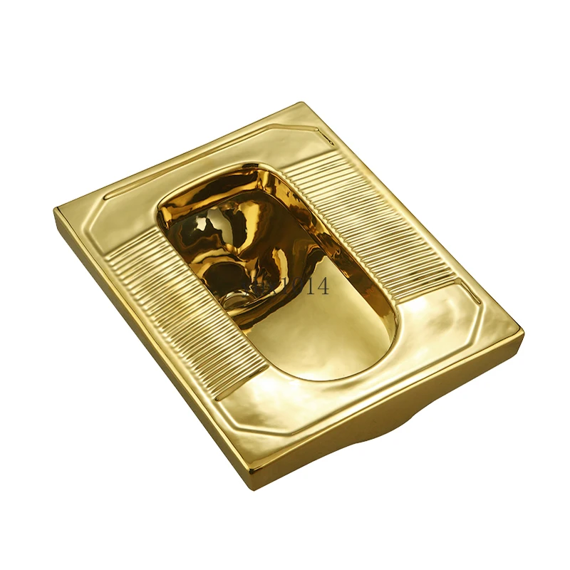 #New Golden Toilet Water Tank Set Household Ceramic Toilet Golden Potty Chair Urinal Deodorant Squat Toilet 5