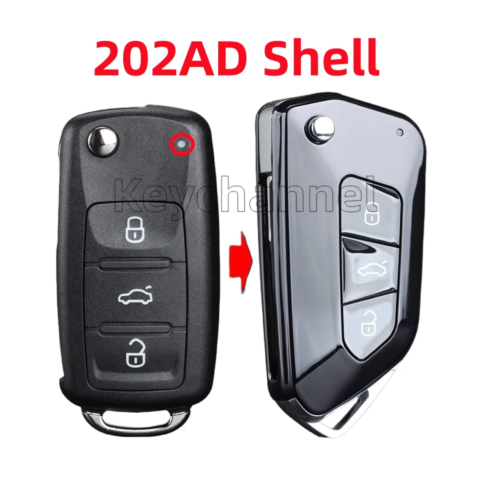Key Case 3 Button 202AD Car Key Shell for Golf Tiguan Polo etc.