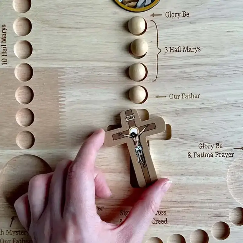 Montessori Inspired Wooden Rosary Board Fun Round Chuck Wooden Beads Creative Art Puzzle Wood DIY Package