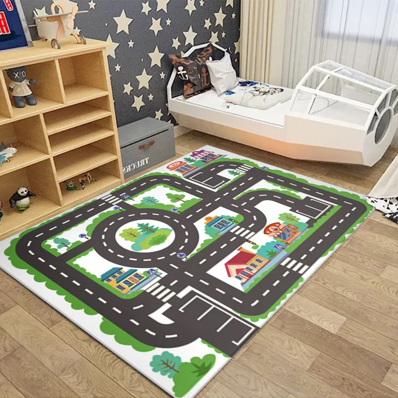 Children's Play Crawl Mat Road Traffic Route Map Carpet Living Room Sofa Coffee Floor Mats Home Decoration Traffics Sign Mats floor mat,plush rug,decorative carpet,silk wool rug,plush carpet,imitated cashmere carpet,kids carpet,plush play mat