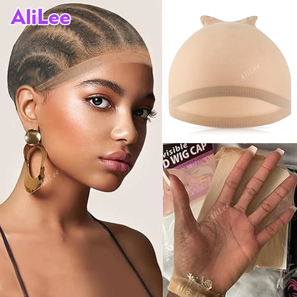 2Pieces Wig Caps Invisible Hair Nets Cap for Women Nylon Stretchy Soft Transparent