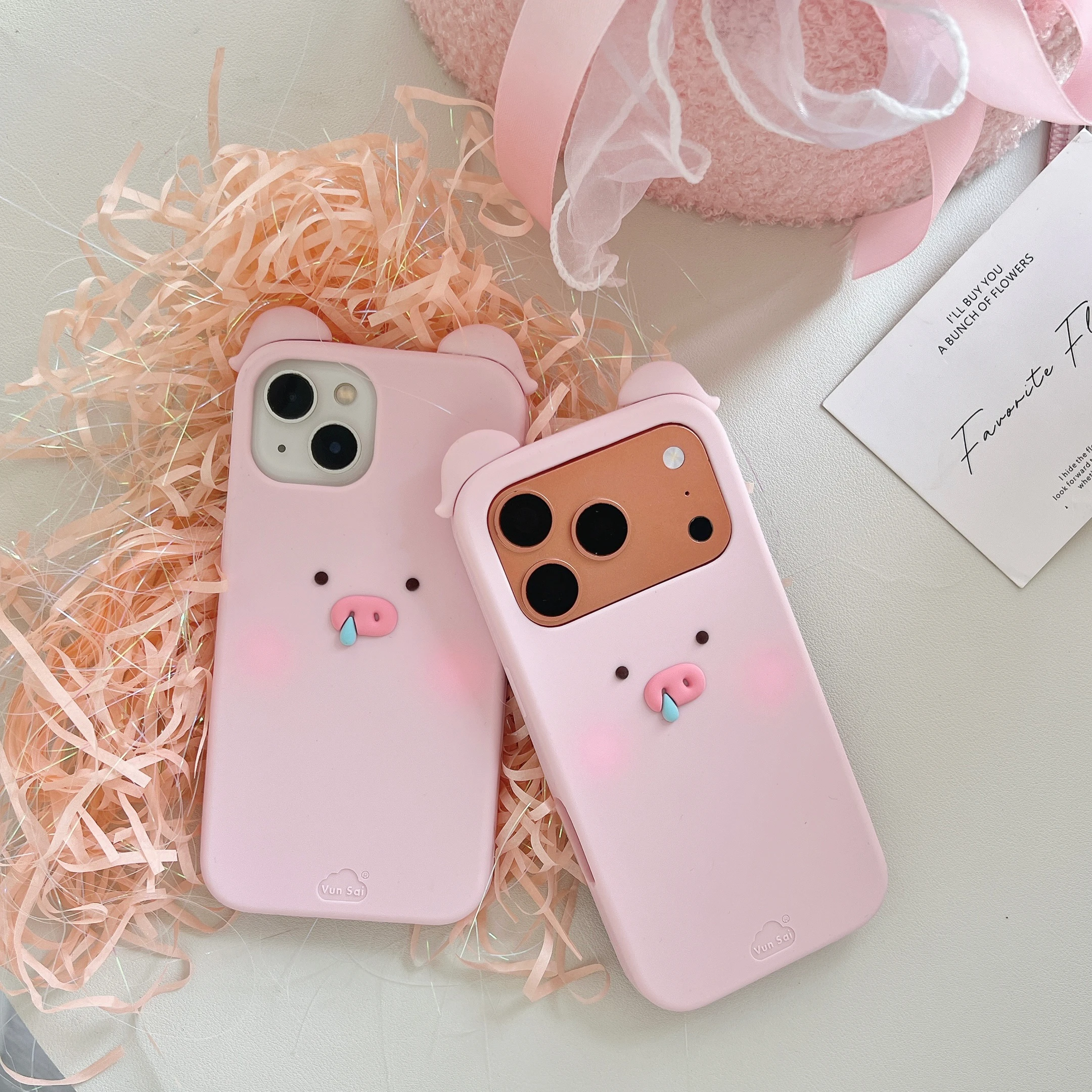 Charming Pink Pig 3D Cartoon Soft Silicone Phone Case