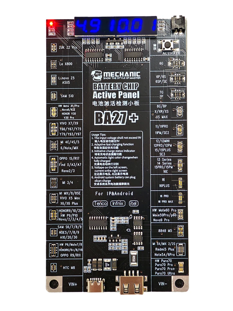 MECHANIC BA27+ Battery activation detection board Supports Apple IP6-16&400+Andr