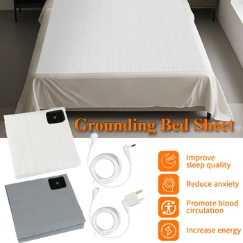 Grounding Bed Sheet US/UK/EU Plug Grounding Mat 10% Silver Fiber & 90% Organic Cotton Natural Healthy Energy Sleep Mat