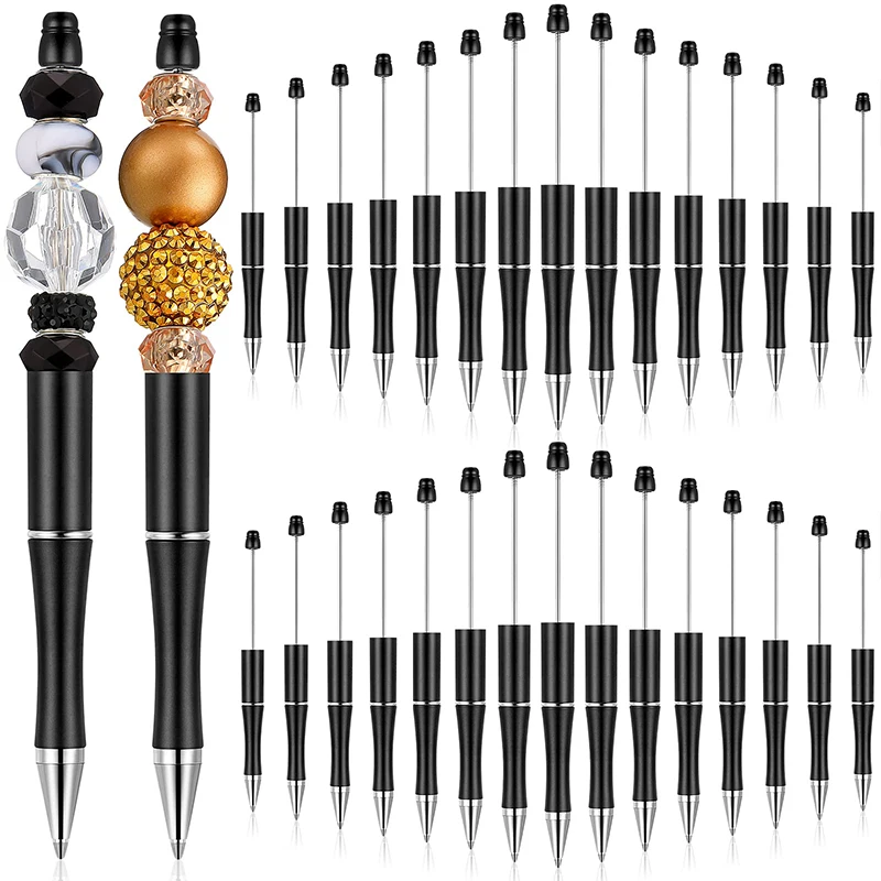 

20Pcs Black Beaded Pen Plastic Beaded Ballpoint Pen Black Ink DIY Pen For DIY Making Gifts Kids Student Office School Supplies