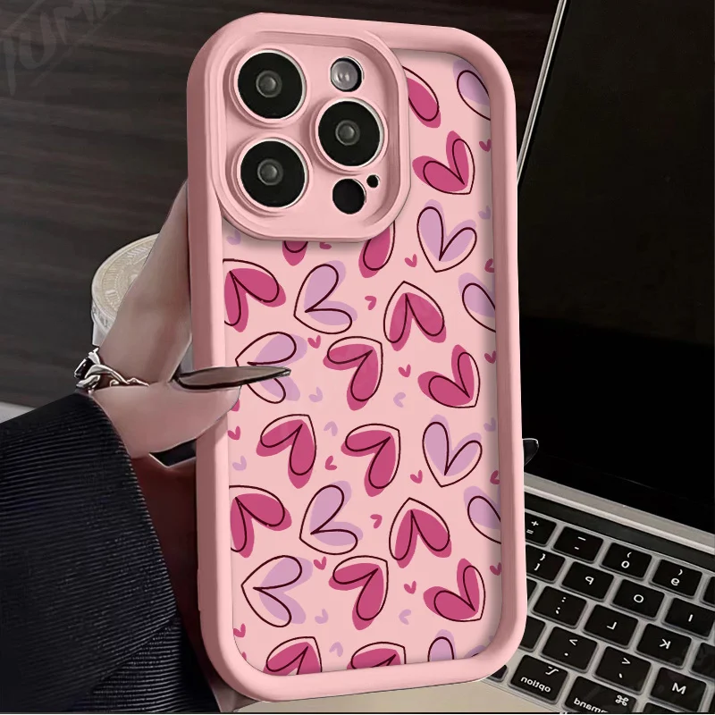 New Silicone Case - Cute Pink Love Heart Design