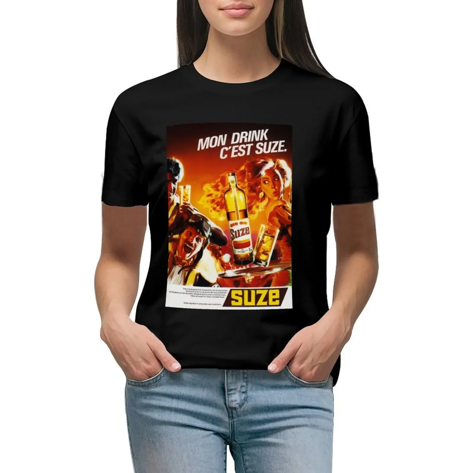 

Advertising poster SUZE - vintage T-shirt summer top funny tees Women's cotton t-shirt