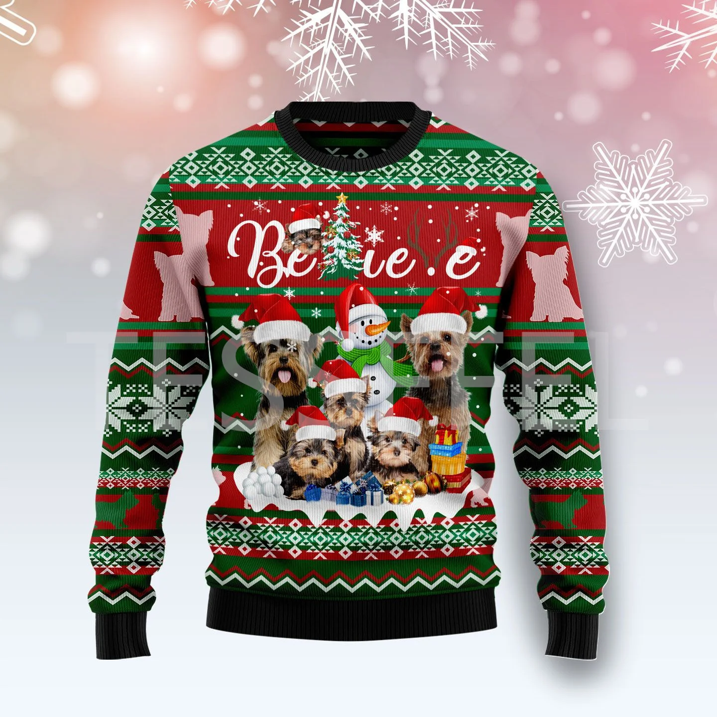 thumbnail image 1 of Suéter feo navideño con dibujo de perro, gato, Papá Noel, tatuaje retro, mangas largas, estampado 3D, otoño e invierno, jersey informal Harajuku X15, 1 of 4