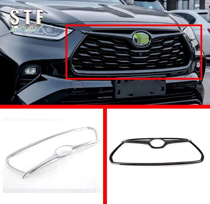 

ABS передняя решетка радиатора вокруг отделки для Toyota Highlander XU70 2021 2022 автомобильные аксессуары наклейки
