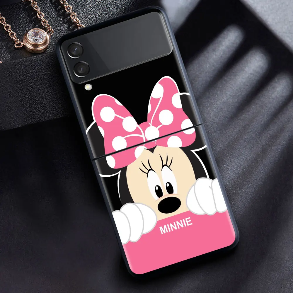 samsung galaxy z flip 3 5g case Black Case For Samsung Galaxy Z Flip3 Movil SmartPhone Funda Protective Trend Coque Z Flip 3 5G Fold Cover Bow Minnie Mickey z flip3 case