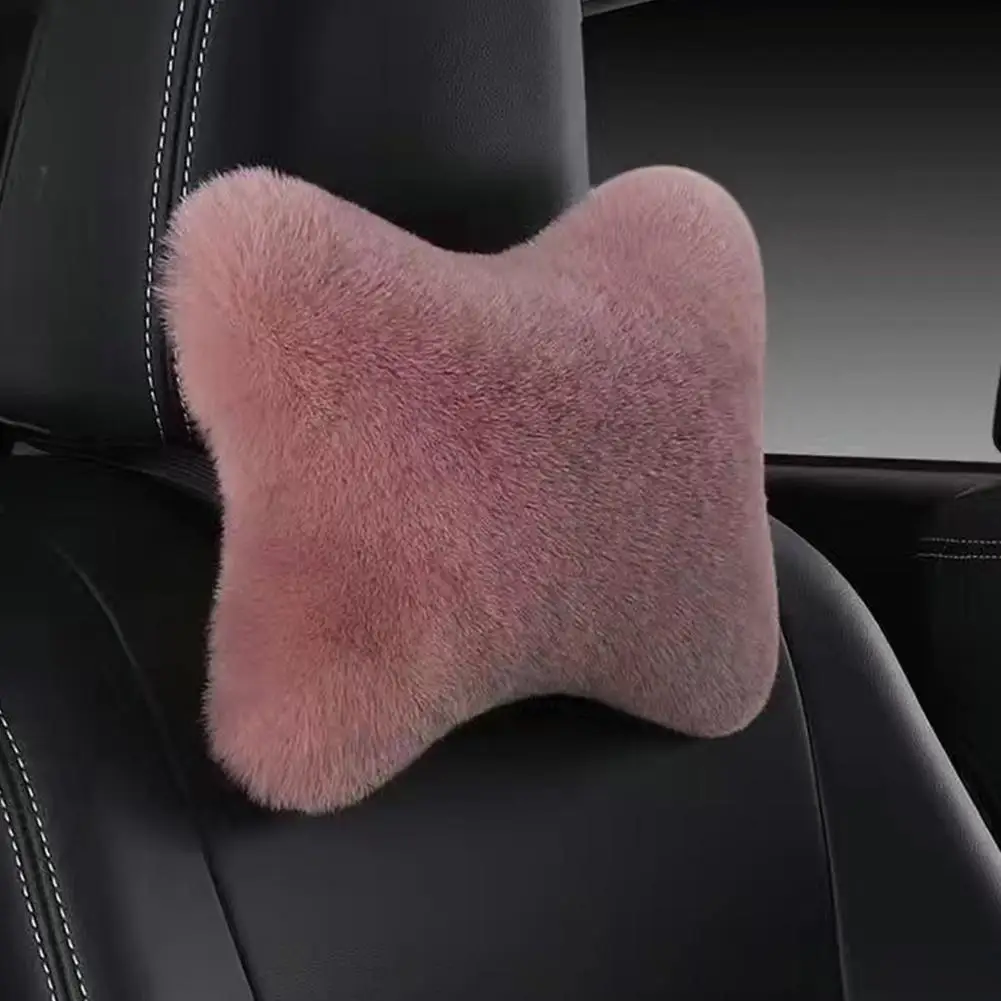 Winter Car Neck Rest Pillow Plush Car Headrest Support Plush Cushion Comfort Accessories Pillow Lumbar And Warmth Univ 1pcs