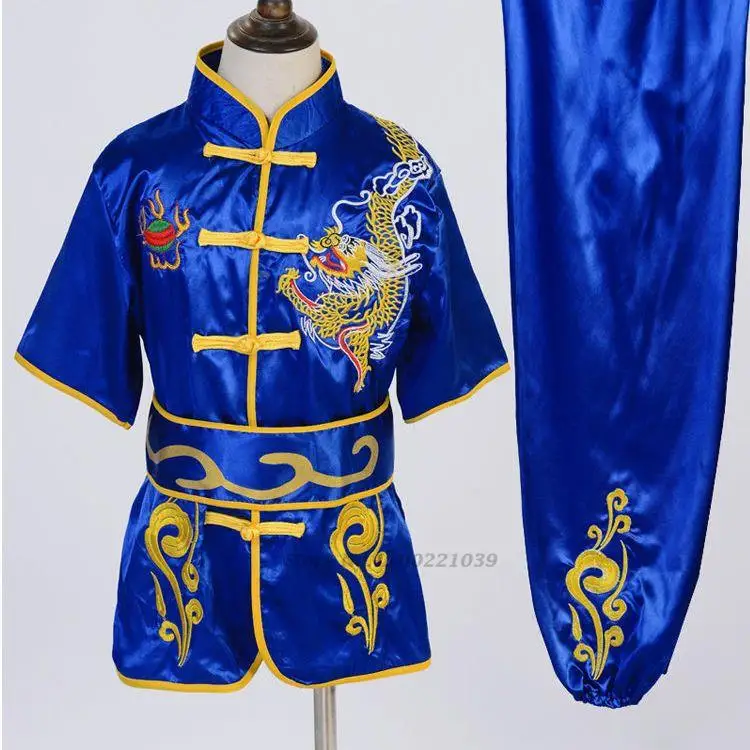 2024 chinese traditional wushu costume children national dragon embroidery kungfu suit tai chi martial art uniform chinese set