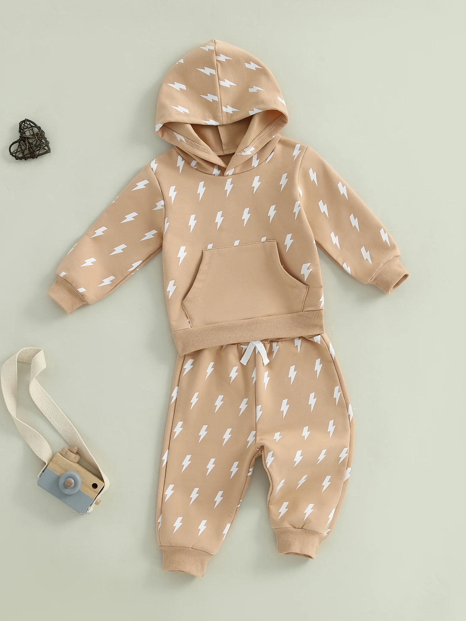 FOCUSNORM 0-4Y Herbst Baby Jungen Casual Kleidung Sets Flash Print Langarm Hoodie Sweatshirt und Elastische Hosen – Detail 4