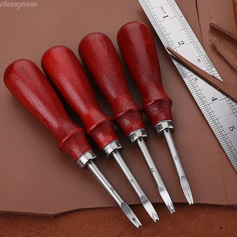 Leather Edge Beveler Skiving Beveling Knife 1pc with Wood Handle DIY Tool