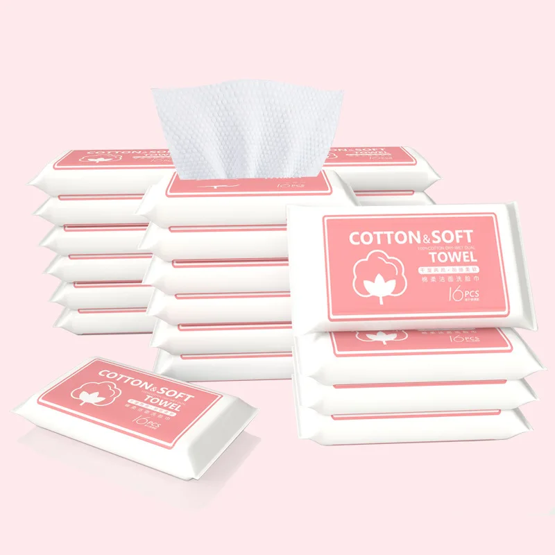 Facial Tissue Paper 16pcs Face Towel Portable Cotton Tissue Wipe Soft Tissue