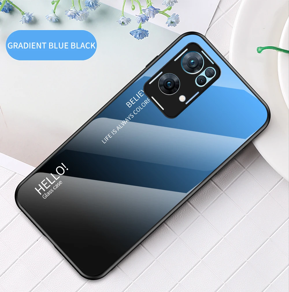 Coque Reo8 DECLAREYAO Coque en verre trempé rigide pour OPPO Renoa 7 6 5 4 3 Pro Plus Ace2 4Z 5Z 6Z 7Z Coque en silicone UL_voghion.com