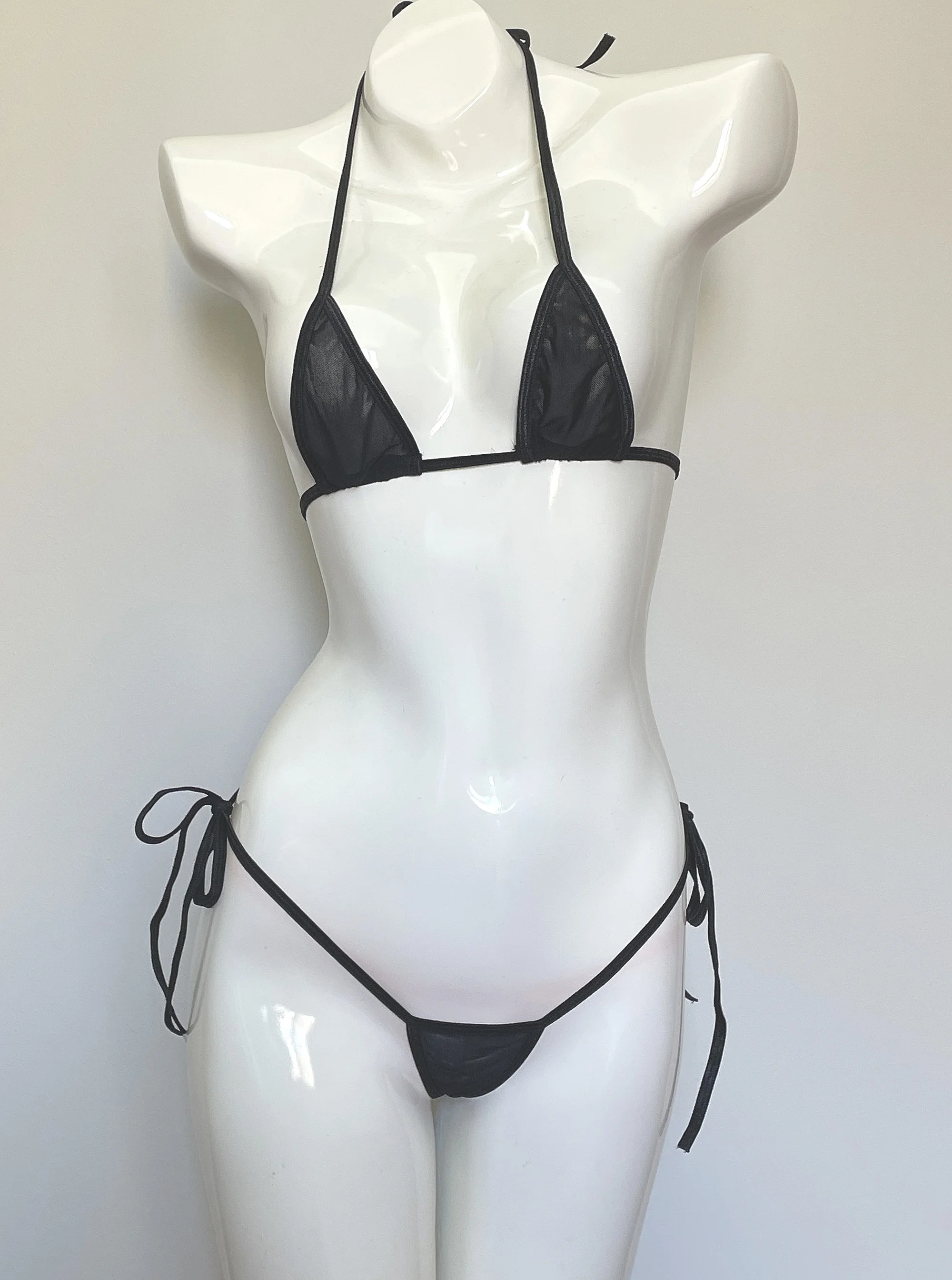 DEKA Transparent Mini Micro Bikini Set Extreme Hot Tiny Triangle Swimwear Beachwear Bathingsuit Mesh Underwear Lingerie Swimsuit