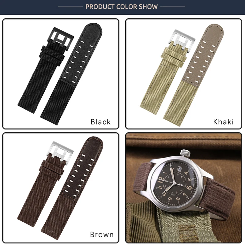 Nylon Genuine Leather Strap for Men's Watch - 20mm/22mm Canvas Band