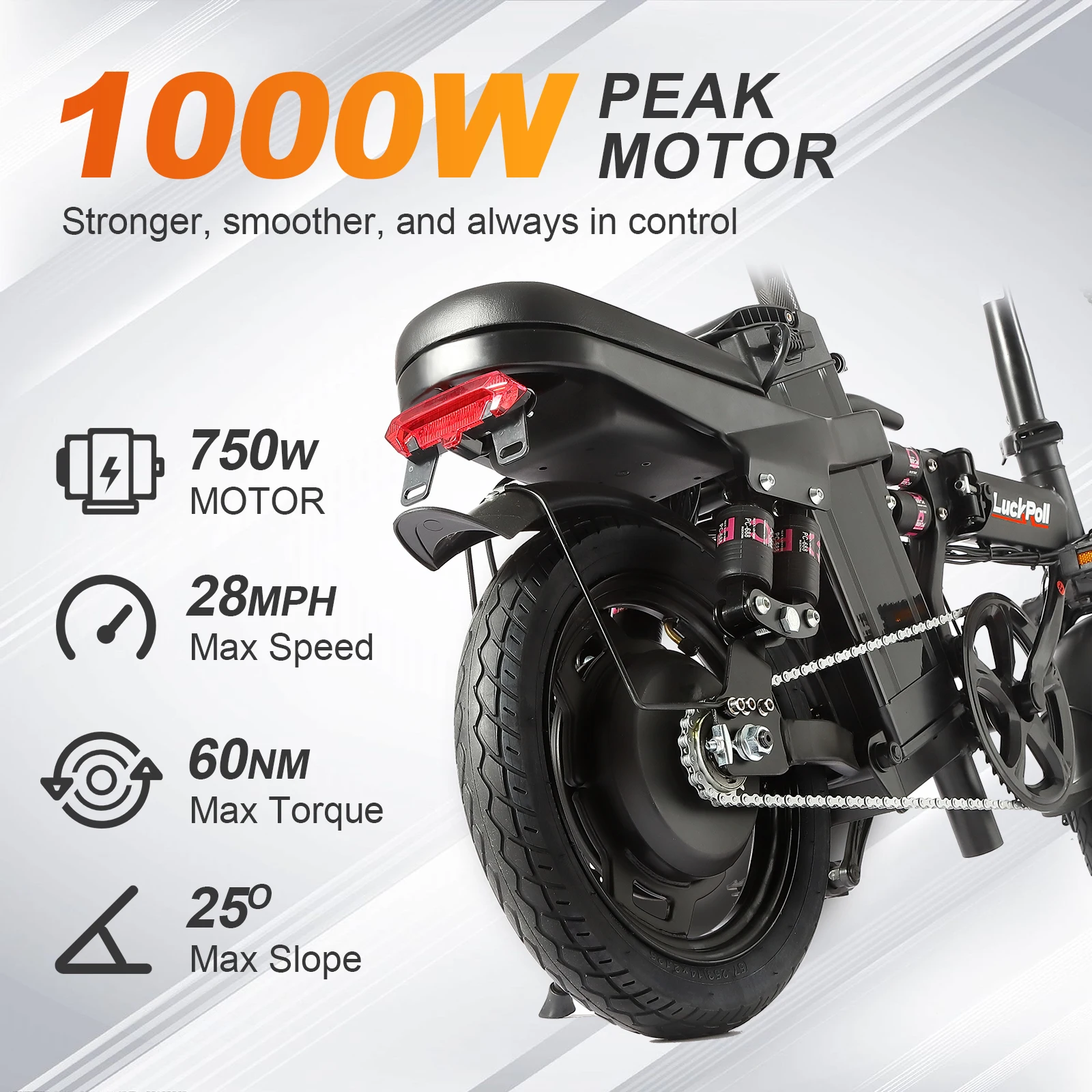 Foldable Ebike for Adults, 2000W/1000W, 40/28MPH, 52V 25Ah, 48V 15Ah, 60-80 Miles Range 14" Commuter Adult Electric Bicycle