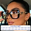 Luxury Brand Oversized Square Reading Glasses Women Triangle heart Temple Eyeglasses Blue Light Blocking Clear Computer Glasses