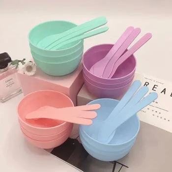 3 SET small DIY Face Masks and Mud Bowl Spoon Set Portable Beauty Tools for Homemade Essential Oil Mixing and Skin Care