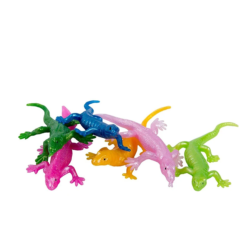 10 Pcs Novelty Funny Soft TPR Stretch Lizard Gecko Animal Model Simulation Gecko Halloween Scare Prank Decompress Toys prank toys