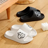 Cute Cartoon Kitten Women's Summer Slippers Indoor Bathroom Cloudy Soft Sole Non-slip Leisure Comfort Couple Home Shoes - Image 5