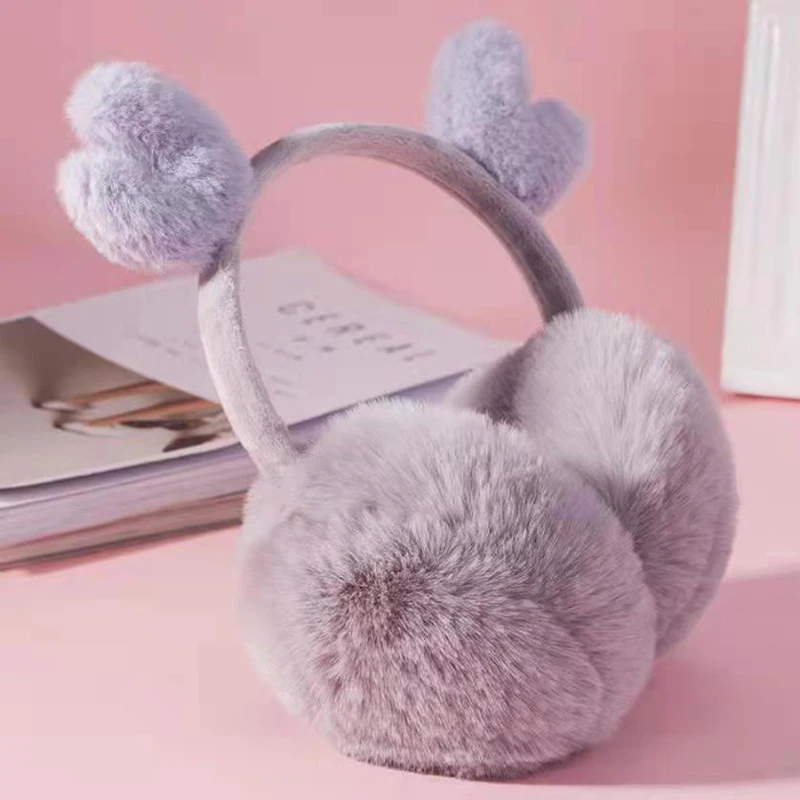 Winter Children's Warm Ear Muffs Solid Color Adjustable Foldable Cute Christmas Antlers Plush Comfortable Ear Muffs