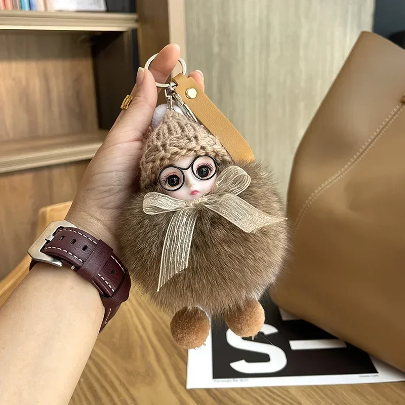 Portachiavi Con Pompon In Pelliccia Di Volpe – 9 Cm – Morbido E Soffice – Per Zaino, Borsa E Chiavi Auto - 2