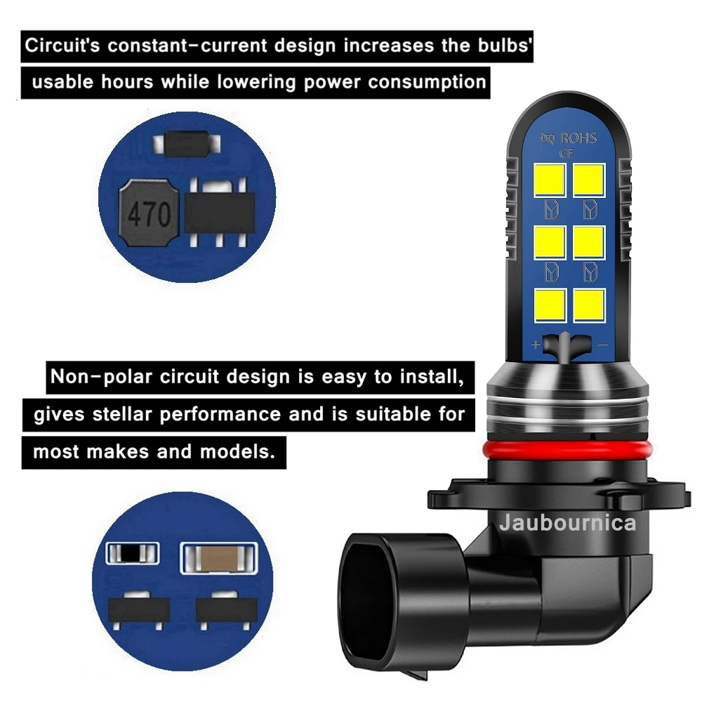 LED Bulbs 2Pcs H11 H8 HB4 9006 H27 881 880 H3 H27W Auto Fog Lamps Car Anti Fog Lights 6000K White 12V