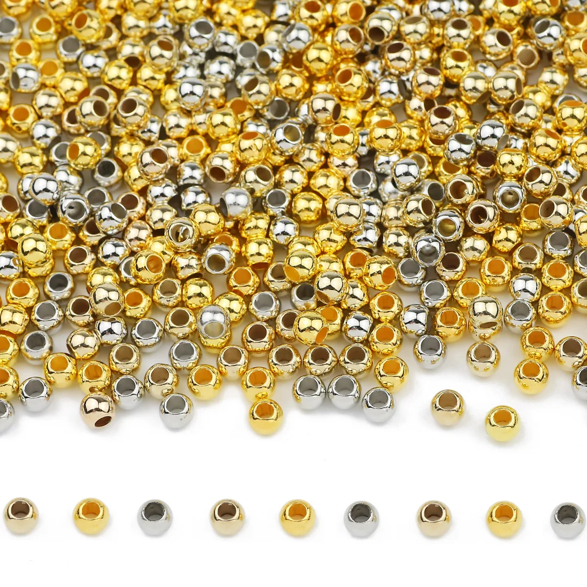 3/4/6/8/10mm Stainless Steel Jewellery DIY Spacer Beads Gold Color Flat  Round Big Hole Jewelry Making Loose Accessories Beads - AliExpress