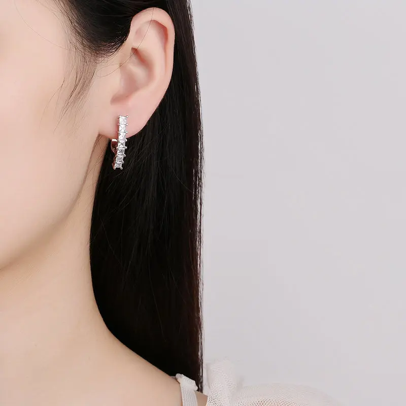 925 Silver Earrings For Women Round Zircon Earrings Sparkling Party Wedding Sterling Silver Jewelry Gift Accessories - 3