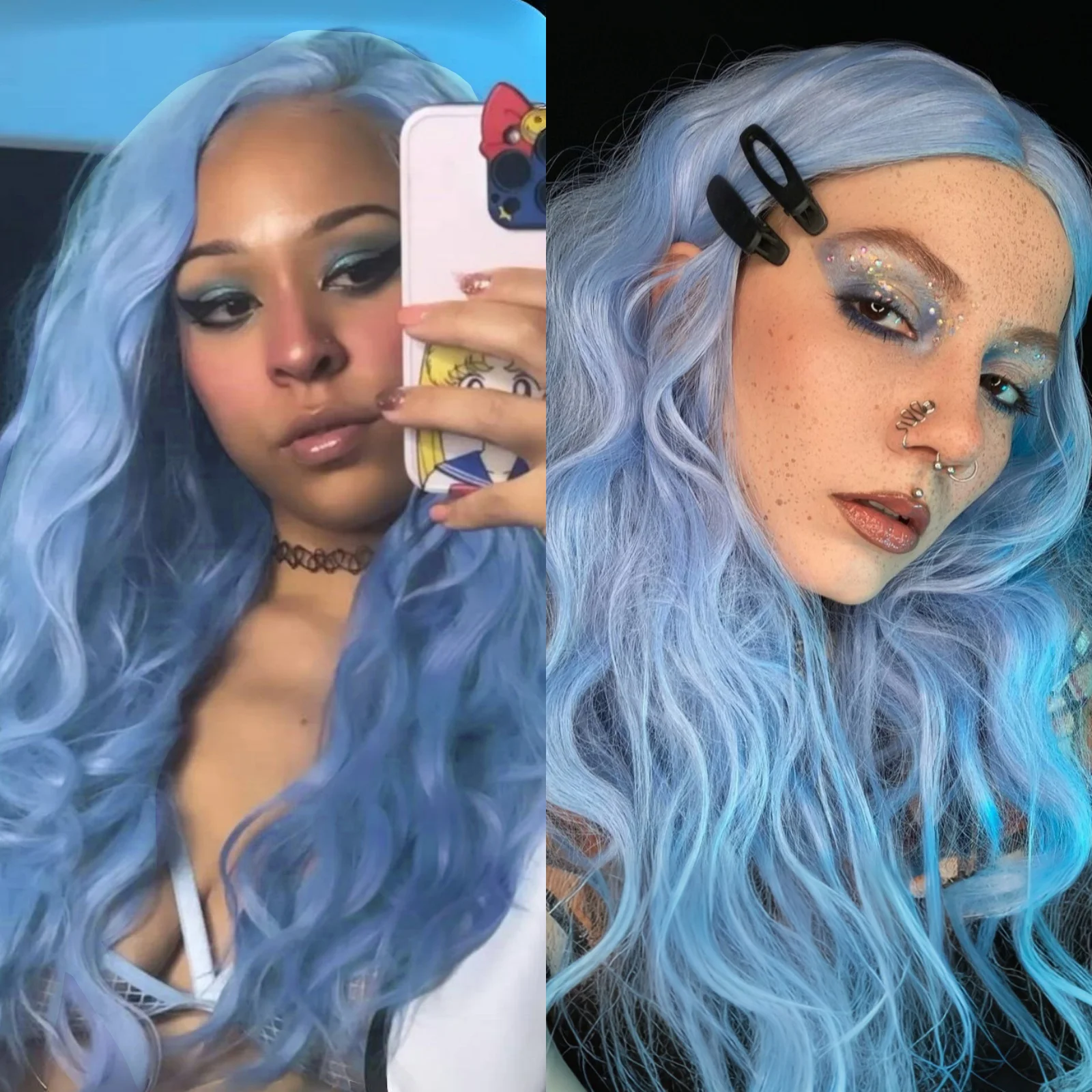 Long Curly Wavy Wig Synthetic Lace Front Wig Water Wave Natural Hair Blonde Colored 13X4 Frontal Wigs for Women Party Cosplay