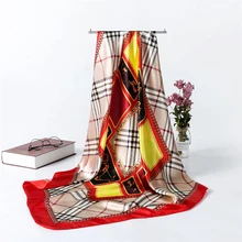 

Women 90x90cm Silk Scarf Scarves Luxury Brand Square Scarf Female Printed Head Hijab Women Satin Scarf Foulard Bandana women