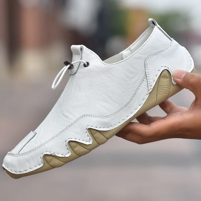 

Spring Men's Sneakers 2023 New Breathable Casual Flats Shoes Autumn Outdoor Light Genuine Leather Shoes Slip on Loafers 38-47