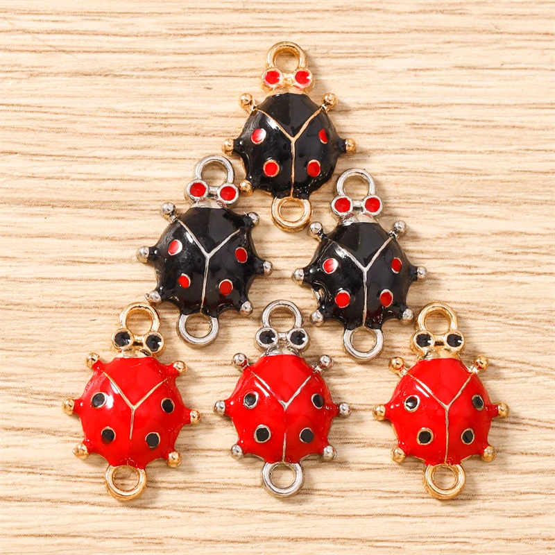 10 Stück 14x20mm Niedliche Emaille-Insekten-Marienkäfer-Anhänger Verbinder für Schmuckherstellung DIY Halsketten Armbänder Handgemachtes Bastelzubehör – Detail 11