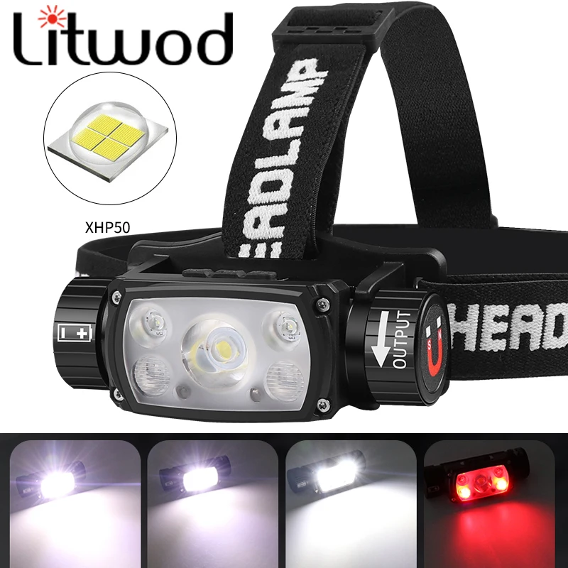 

Led Headlamp 500,000LM Sensor XHP50.2 18650 Battery Head Flashlight Lamp Headlight Waterproof Running XHP50 Bulbs Lights Fishing