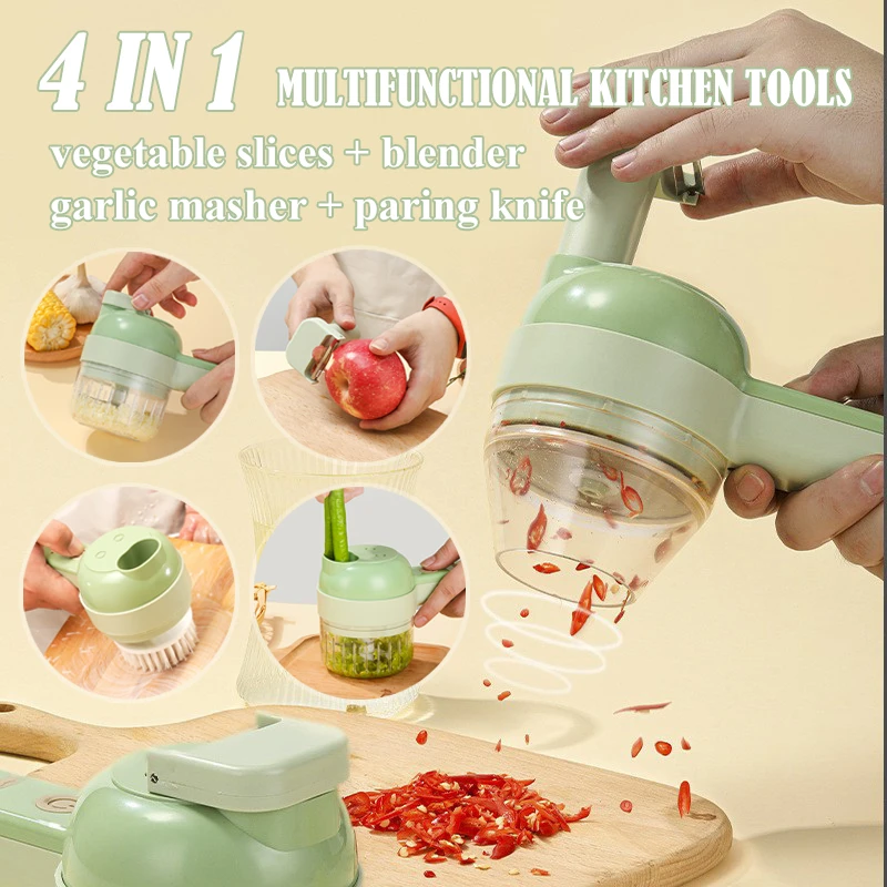 4 In 1 Handheld Electric Vegetable Cutter Manual Mincer Food Processors