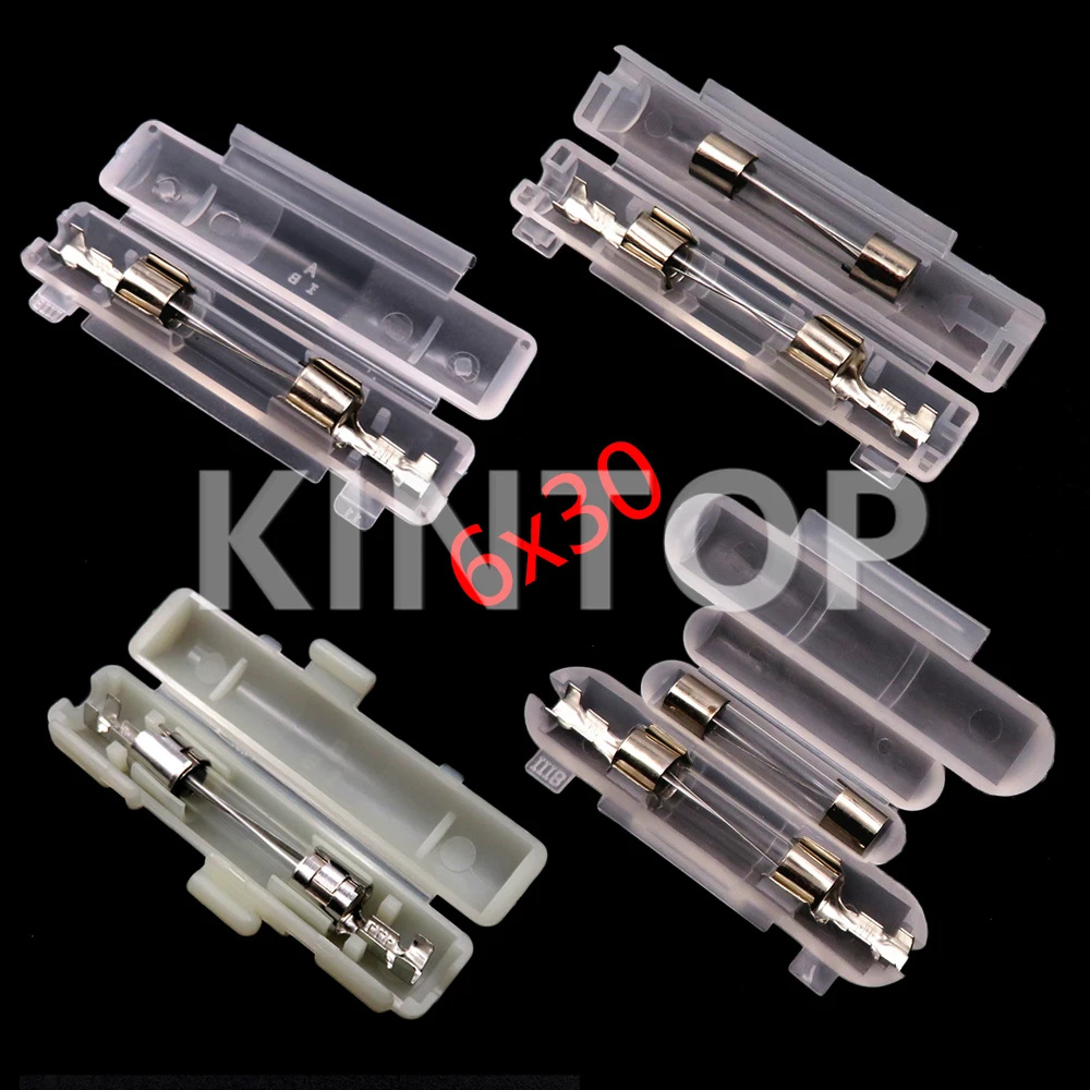 

1 Set 6*20 White Flip Type Fuses Box 6x20mm Double Glass Tube Fuse Socket AC Assembly Fuse Holder With Terminal